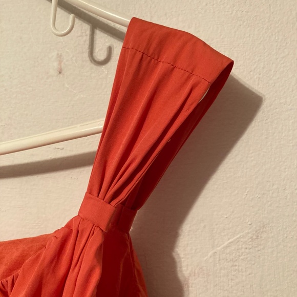 Anne Klein Orange Pleated Retro 50's Summer Dress sz10 - Picture 10 of 13